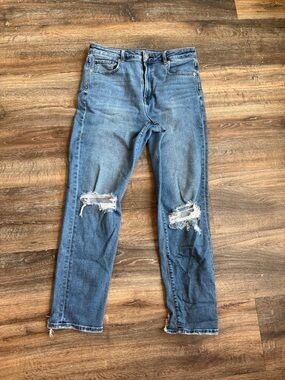 American Eagle Outfitters Distressed Blue Slim Straight Jeans